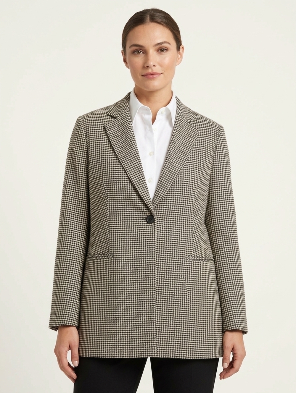 NWT Adrianna Papell Houndstooth Blazer Black and White Women's Large